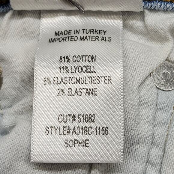 AGOLDE Jeans Womens 32 Blue Light Wash Sophie Raw Hem High Rise Crop Skinny - Picture 7 of 13